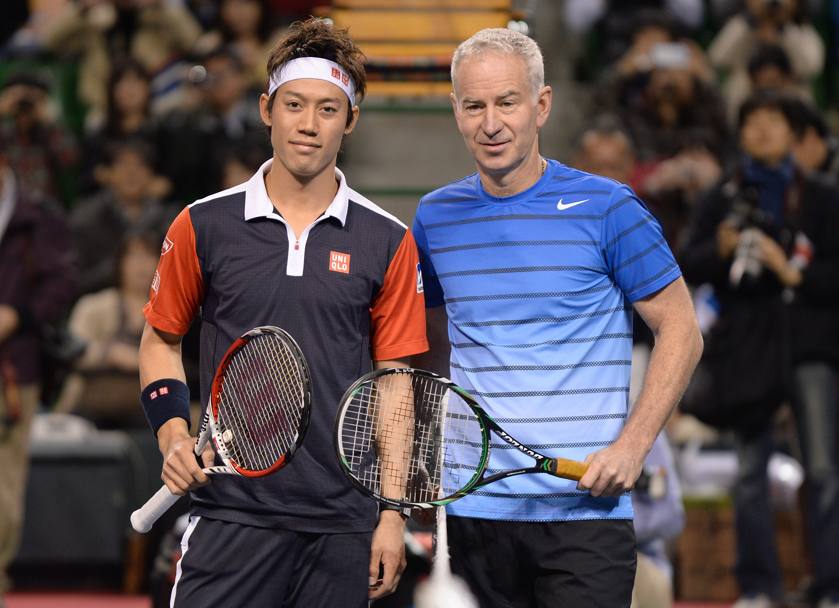 Kei Nishikori e John McEnroe. Afp